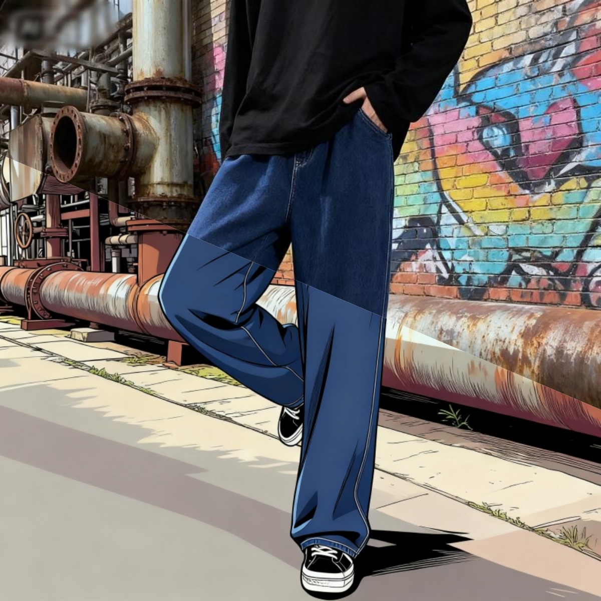 Streetwear Brand Denim - Stile coreano Streetwear New Fashion Baggy